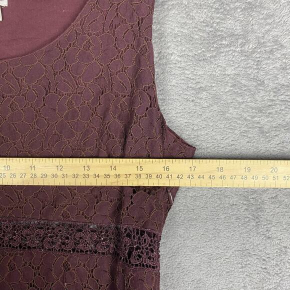 M.S.S.P. Dress Womens 8 Burgundy Floral Lace Overlay Sleeveless Scoop Neck Lined - Picture 9 of 13
